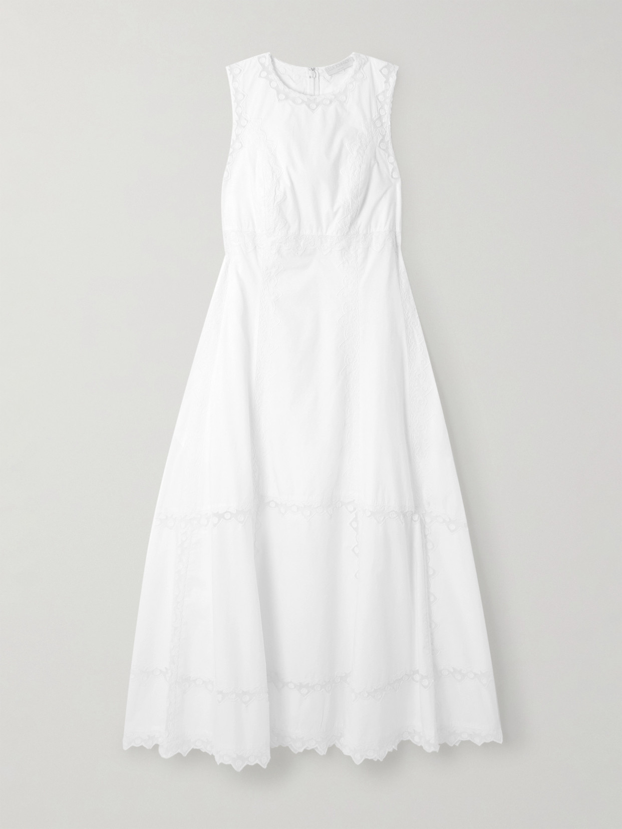 Ulla Johnson Anela Embroidered Tulle-trimmed Cotton-poplin Midi Dress In White