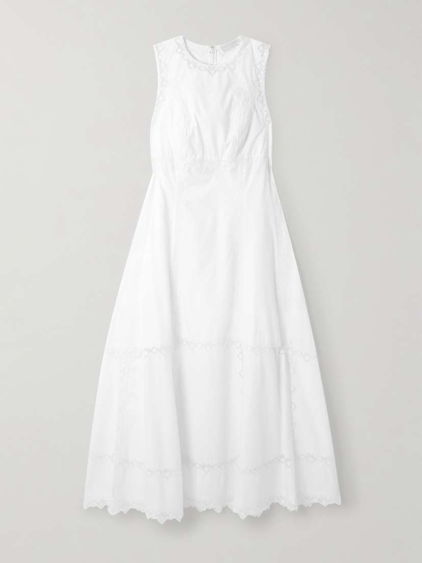 Ulla Johnson Anela Embroidered Tulle-trimmed Cotton-poplin Midi Dress