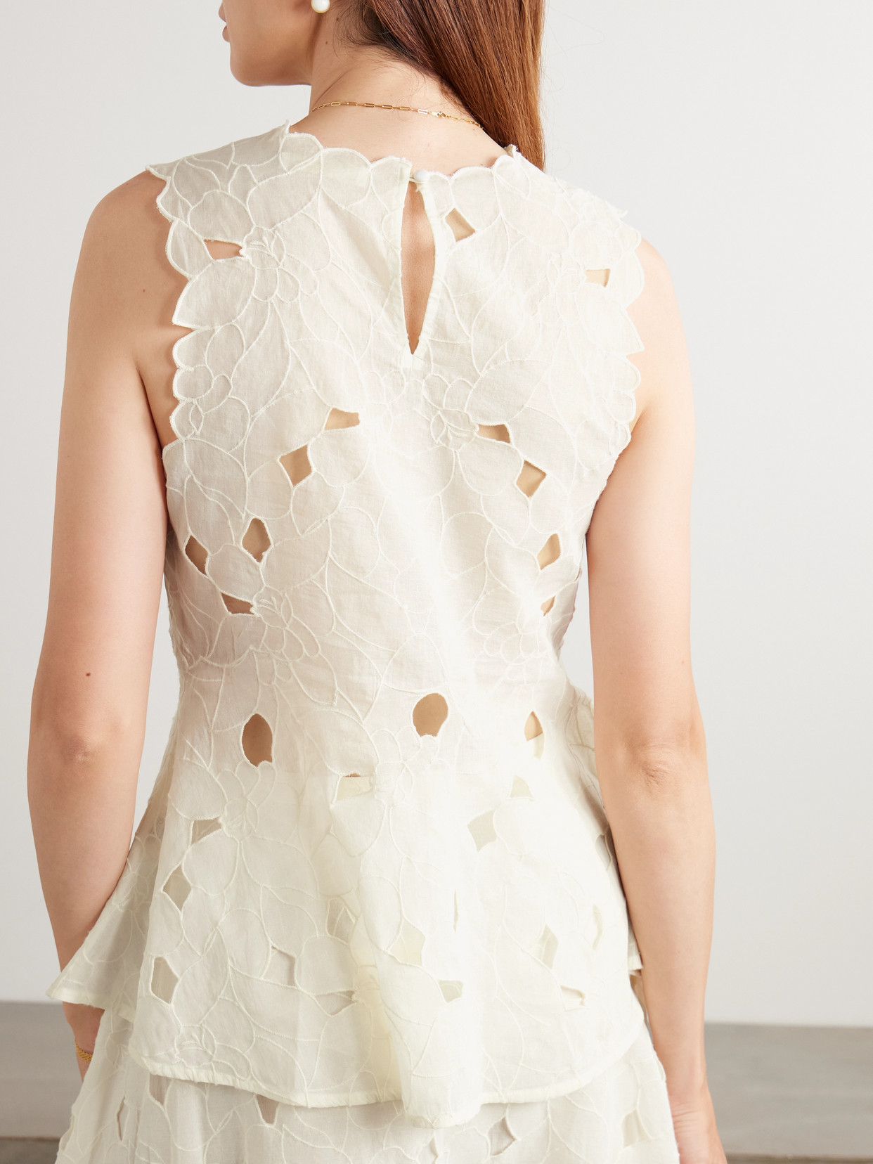 Ulla Johnson Ali Cutout Embroidered Cotton-voile Top In White