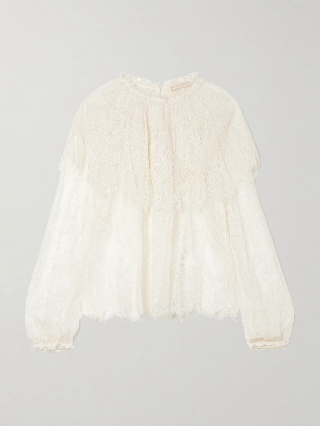 Ulla Johnson Viviane Cape-effect Ruffled Chantilly Lace Blouse