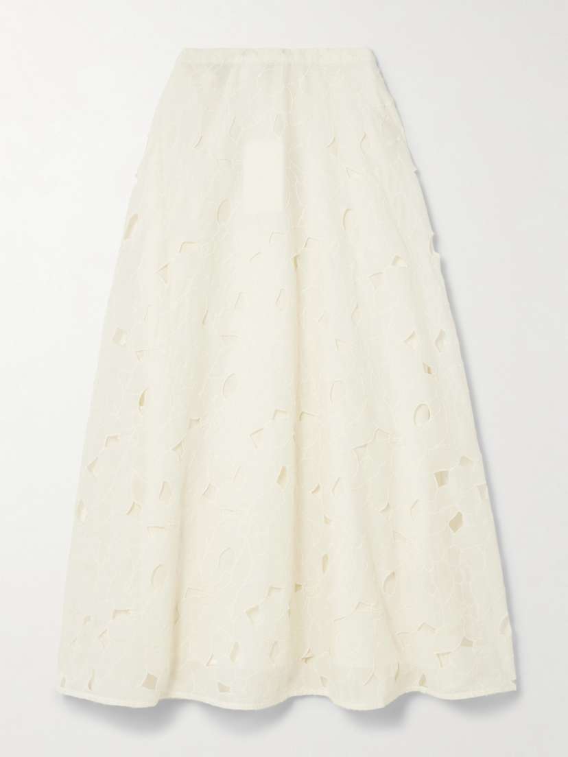 Ulla Johnson Caro Embroidered Cotton-voile Midi Skirt