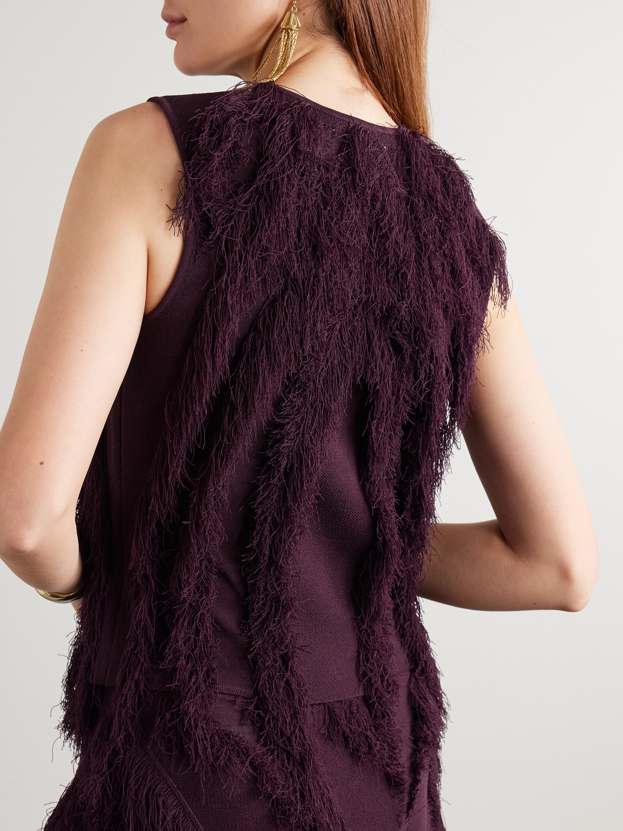 Bonnie Fringed Stretch-Knit Top