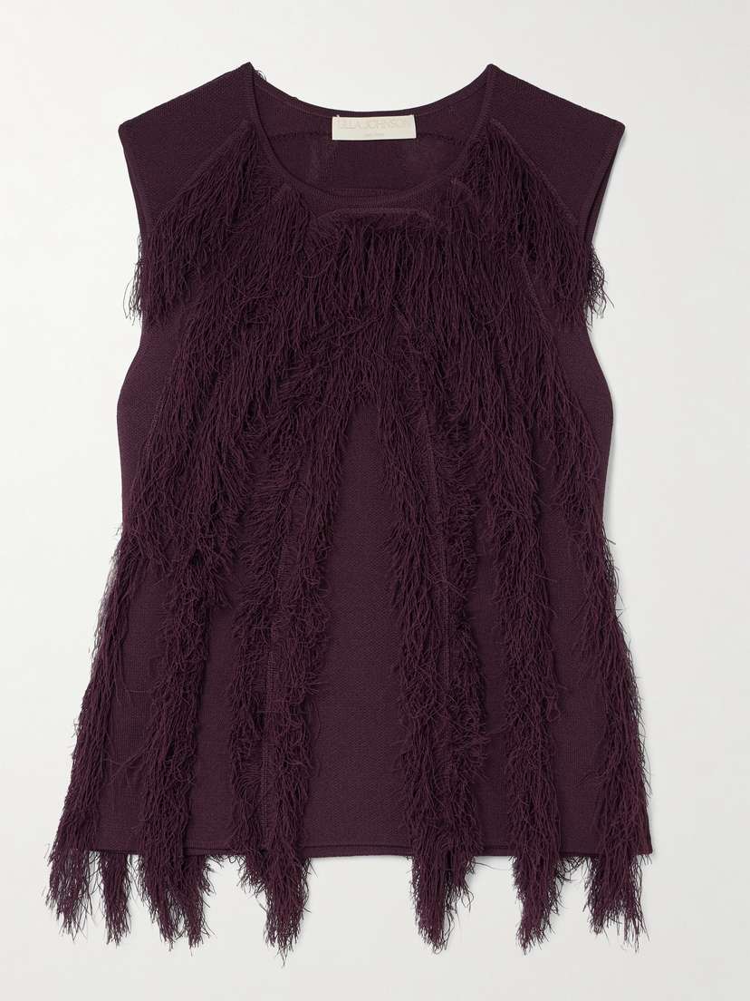 Ulla Johnson Bonnie Fringed Stretch-knit Top