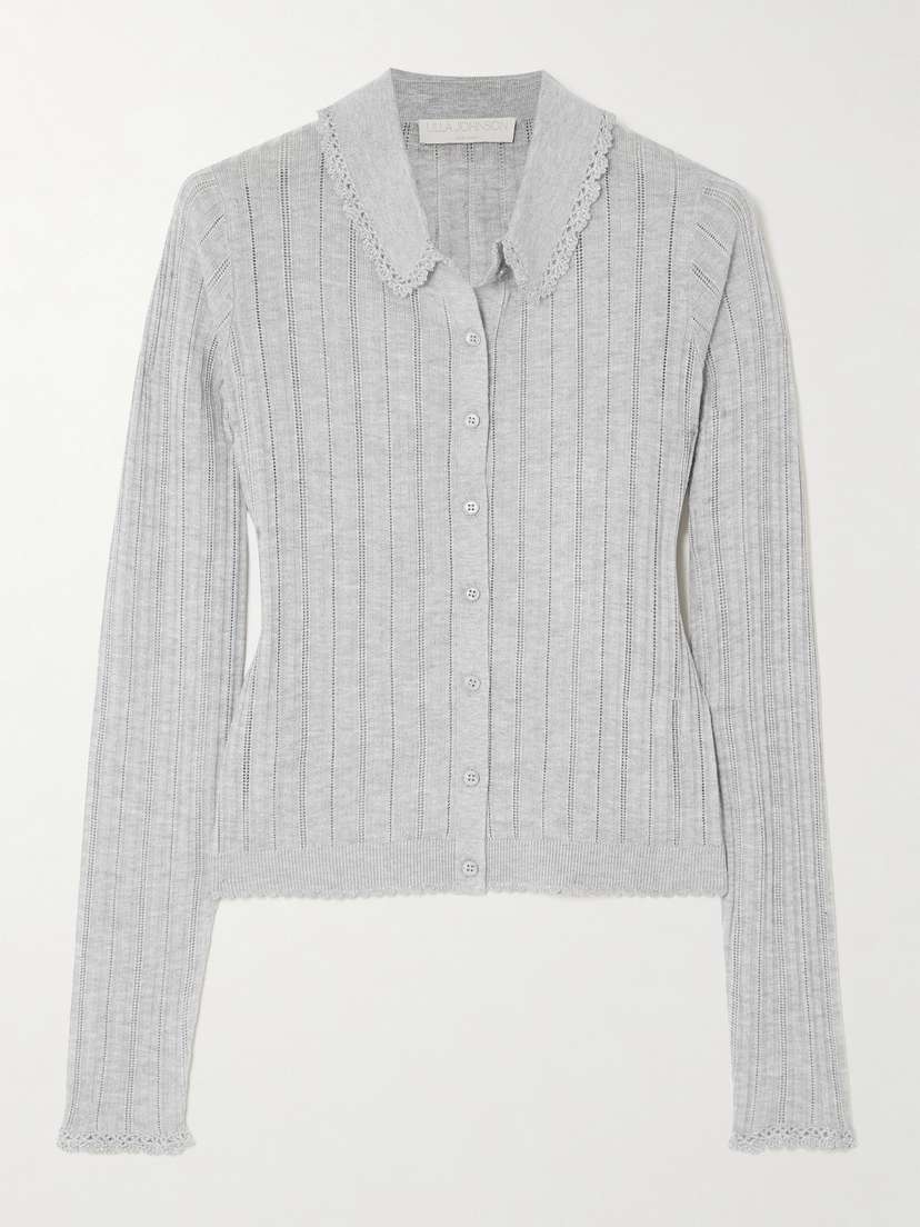 Ulla Johnson Lottie Crochet-trimmed Pointelle-knit Cardigan
