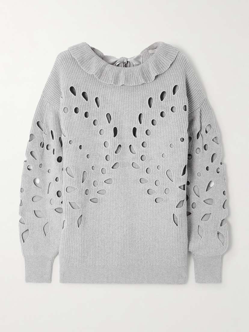 Ulla Johnson Francia Oversized Cutout Ribbed Cotton-blend Sweater