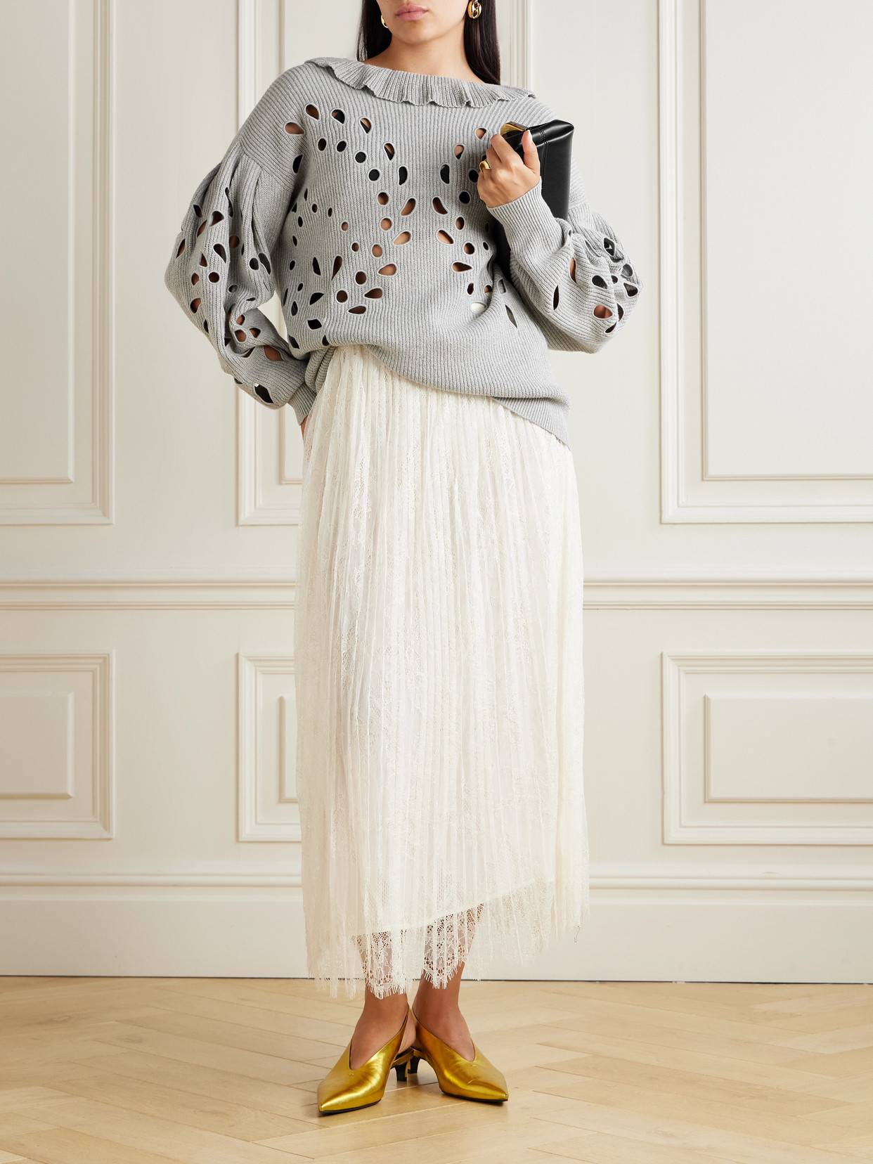 Ulla Johnson Francia Oversized Cutout Ribbed Cotton-blend Sweater