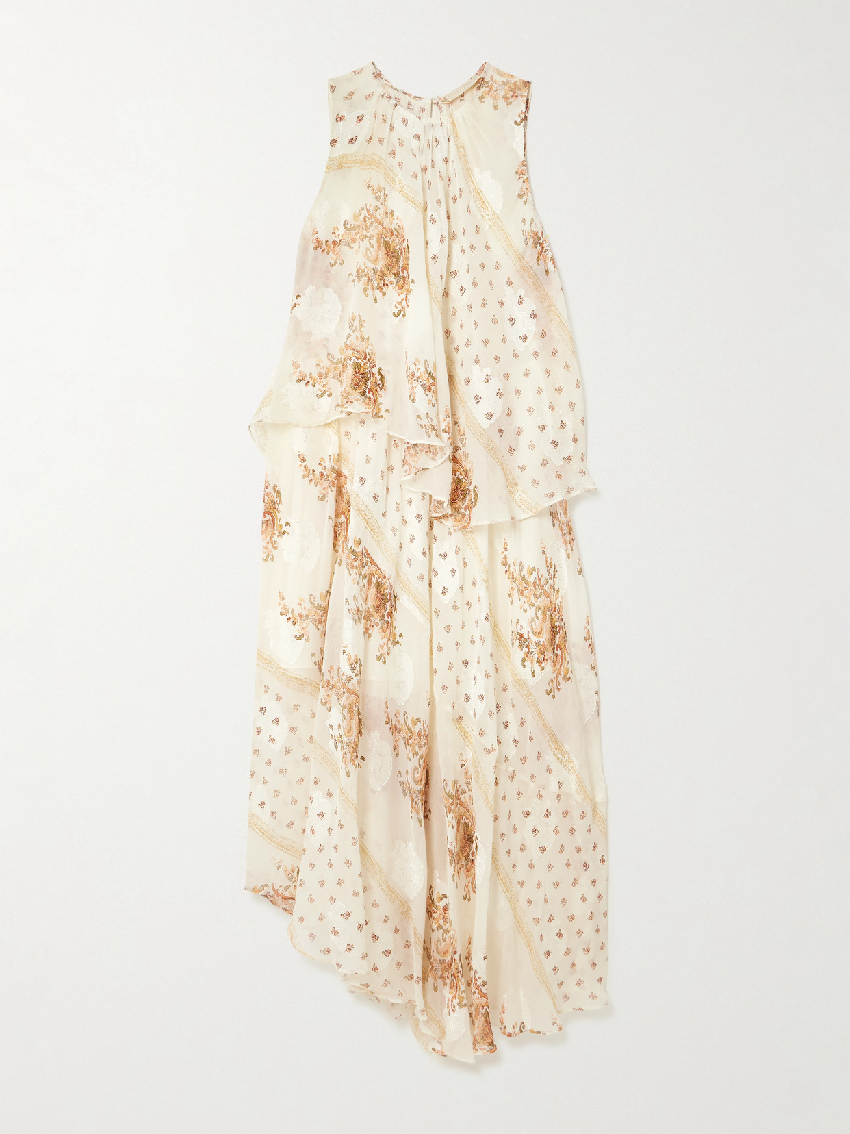 Ulla Johnson Caprice Asymmetric Layered Printed Silk-blend Dress