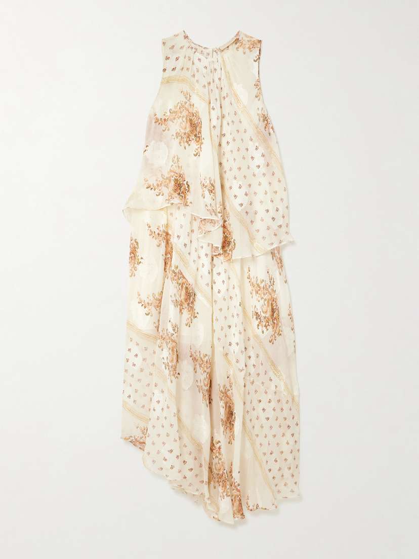 Ulla Johnson Caprice Asymmetric Layered Printed Silk-blend Dress