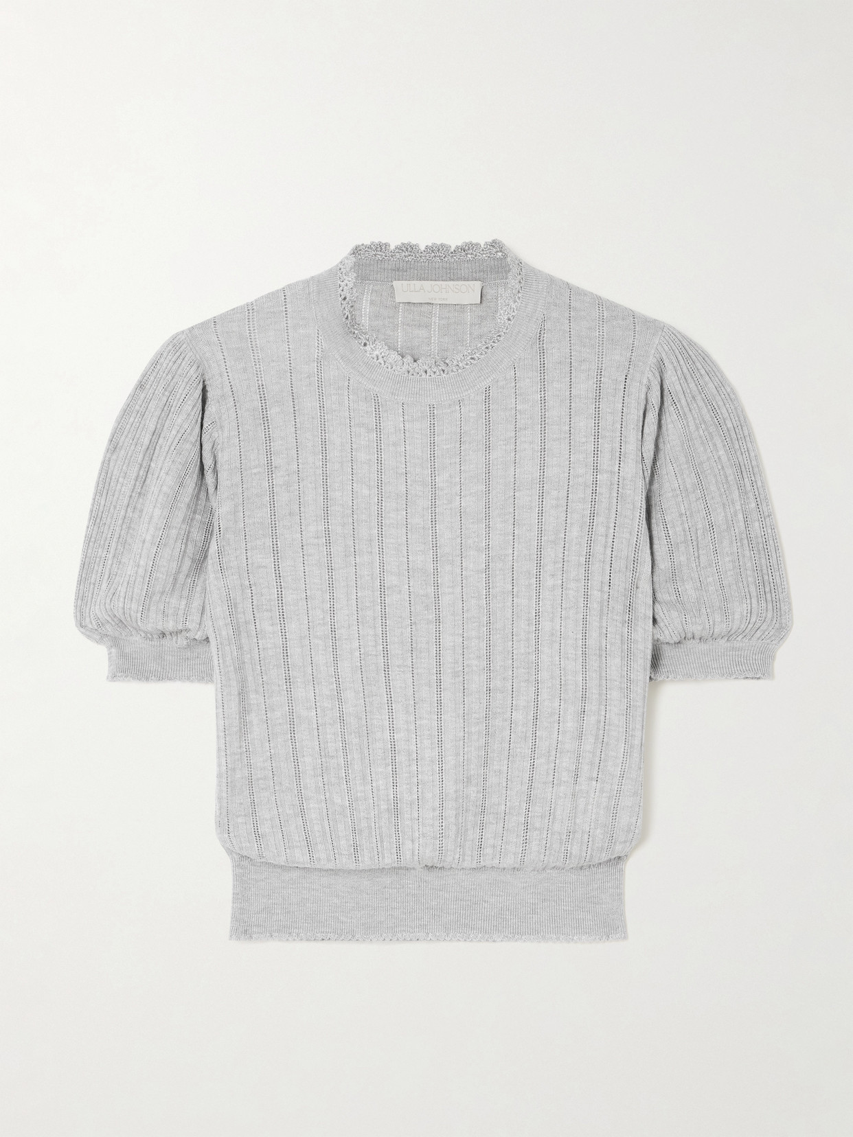 Ulla Johnson Gemma Crochet-trimmed Pointelle-knit Sweater