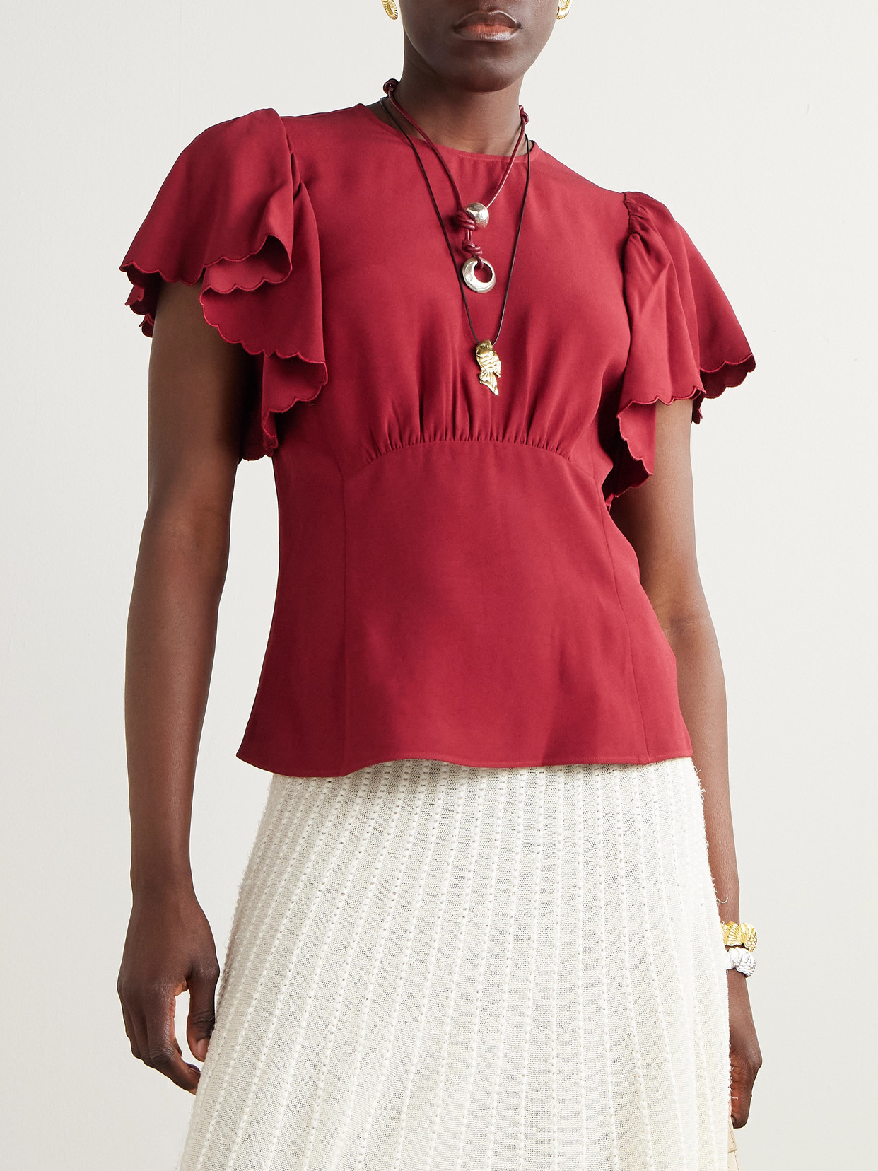 Ulla Johnson Nejma Ruffled Crepe Blouse