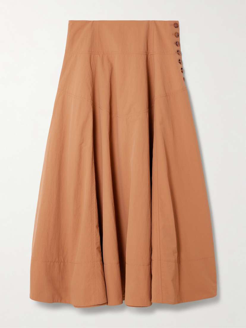 Ulla Johnson Cedar Button-detailed Crinkled-shell Midi Skirt