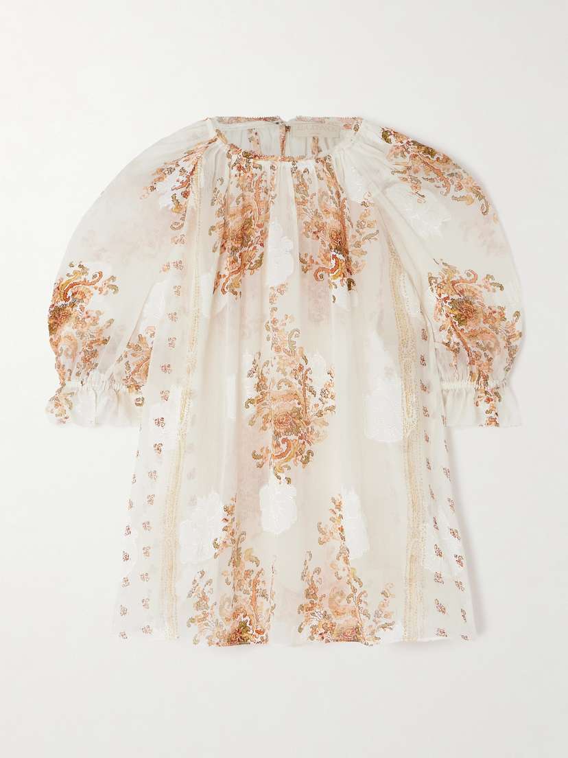 Ulla Johnson Pippa Floral-print Silk-blend Crepon Jacquard Blouse