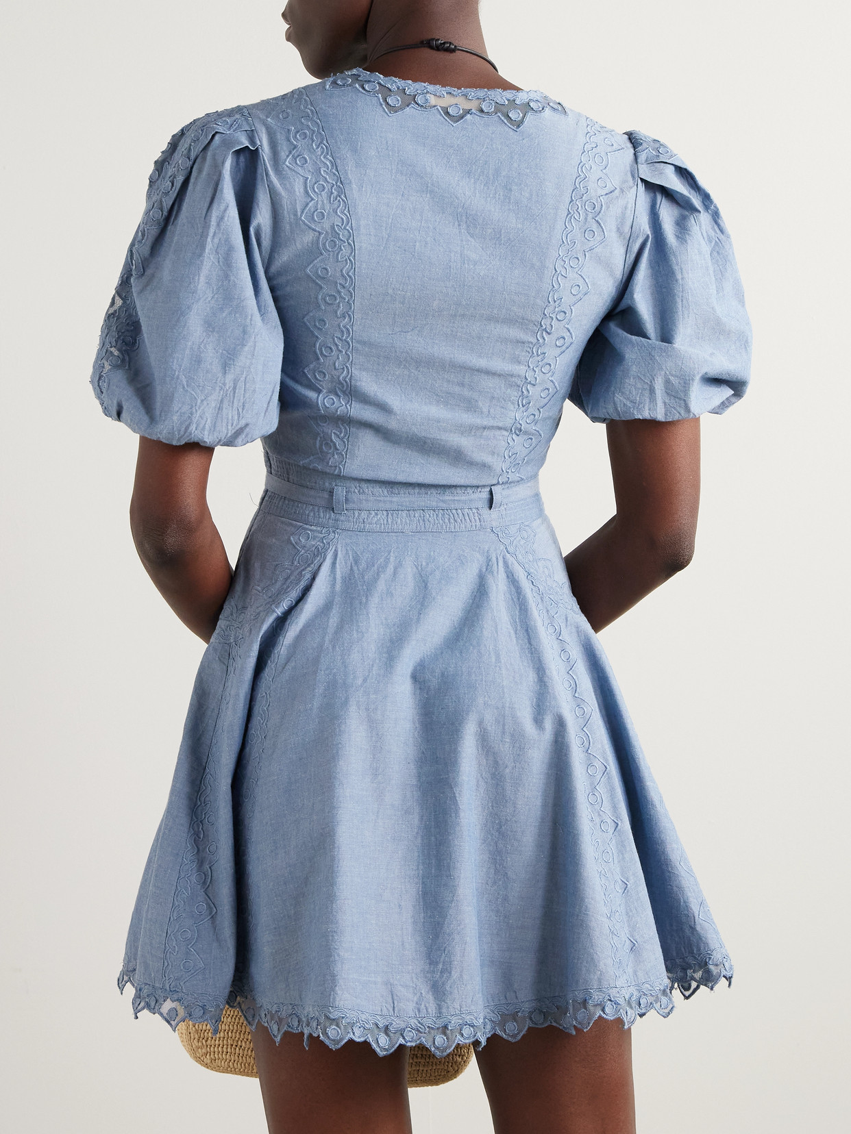 Ulla Johnson Embroidered Camila Mini Dress In Blue