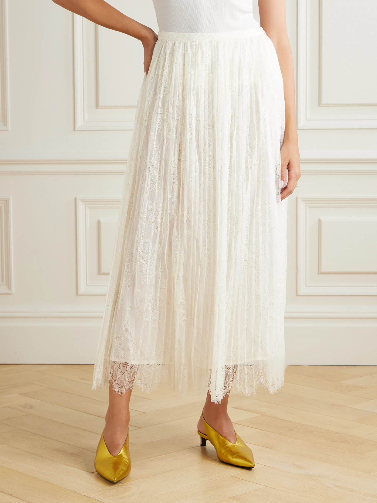 Ulla Johnson Maren Plissé-lace Midi Skirt