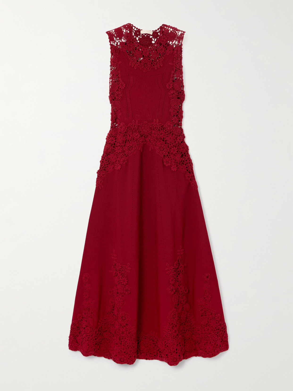 Ulla Johnson Genoveva Crocheted Lace-trimmed Cotton-blend Midi Dress