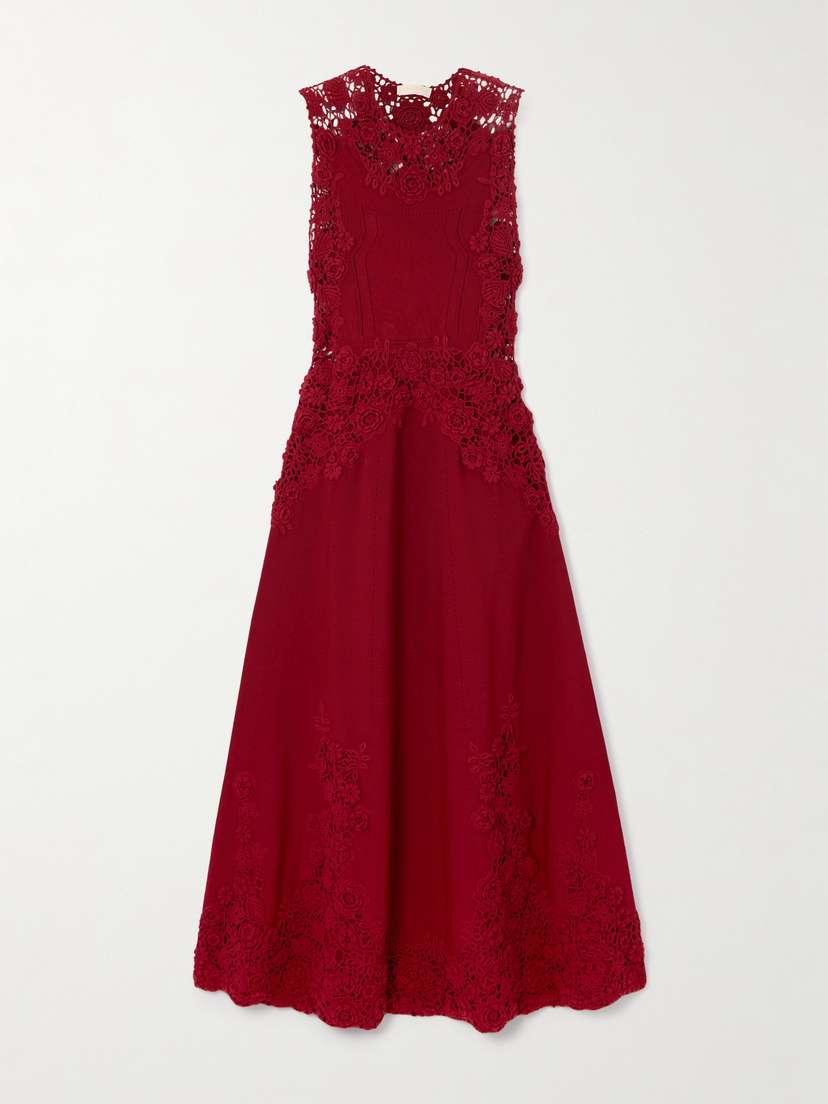 Ulla Johnson Genoveva Crocheted Lace-trimmed Cotton-blend Midi Dress