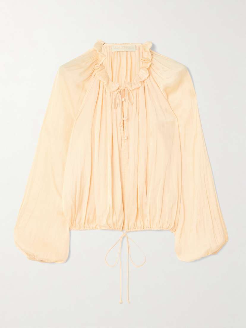 Ulla Johnson Laurette Gathered Washed-satin Blouse