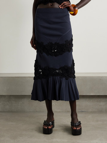 Ulla Johnson Madeline crochet-paneled ribbed-knit maxi skirt
