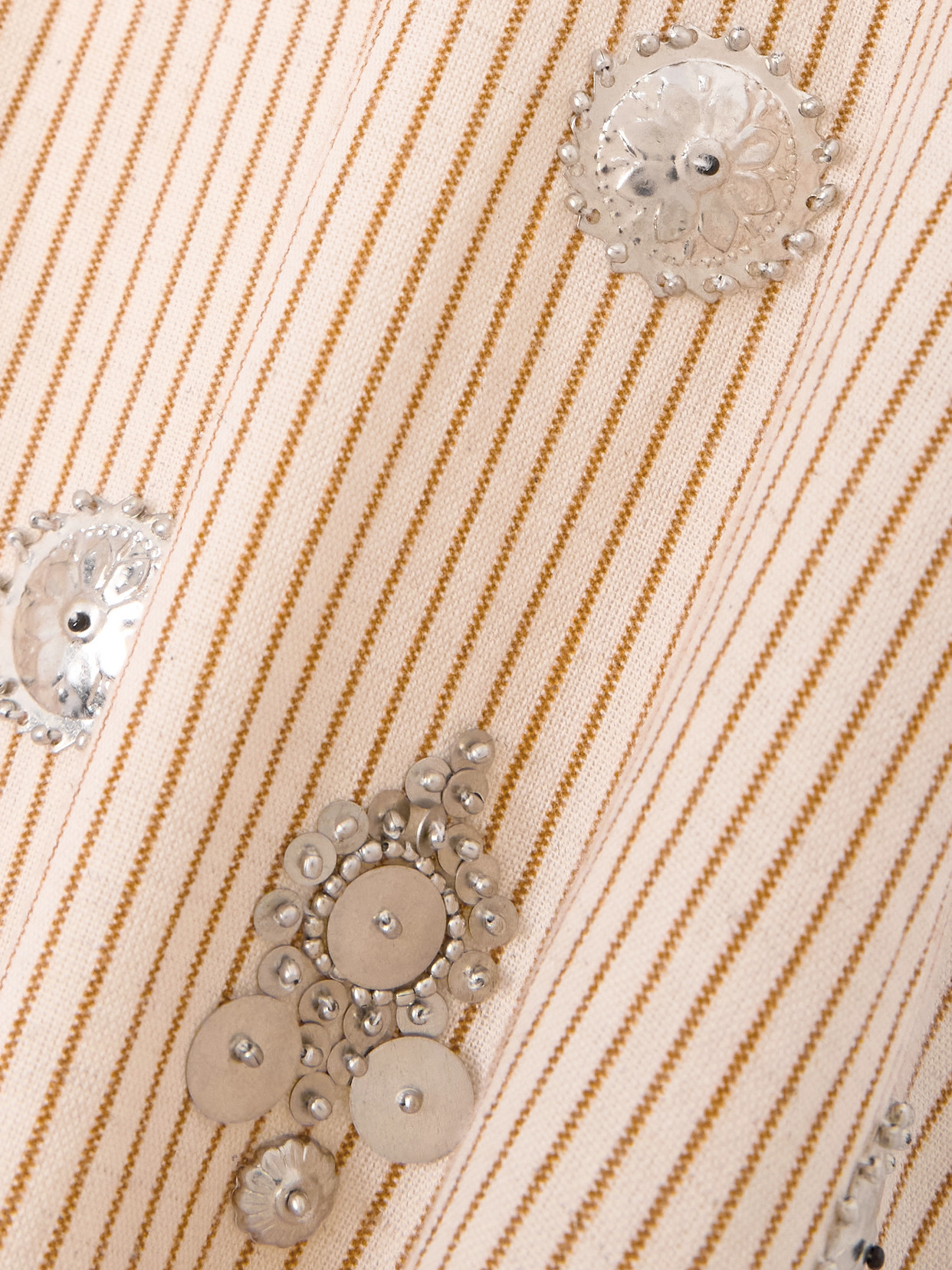 Alix Of Bohemia Soleil Cedar Embellished Striped Cotton And Linen-blend Mini Dress In Neutral