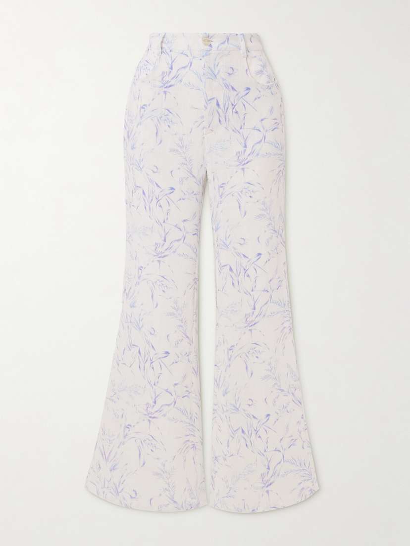 ALIX OF BOHEMIA Bunny Avian Printed Linen-canvas Flared Pants