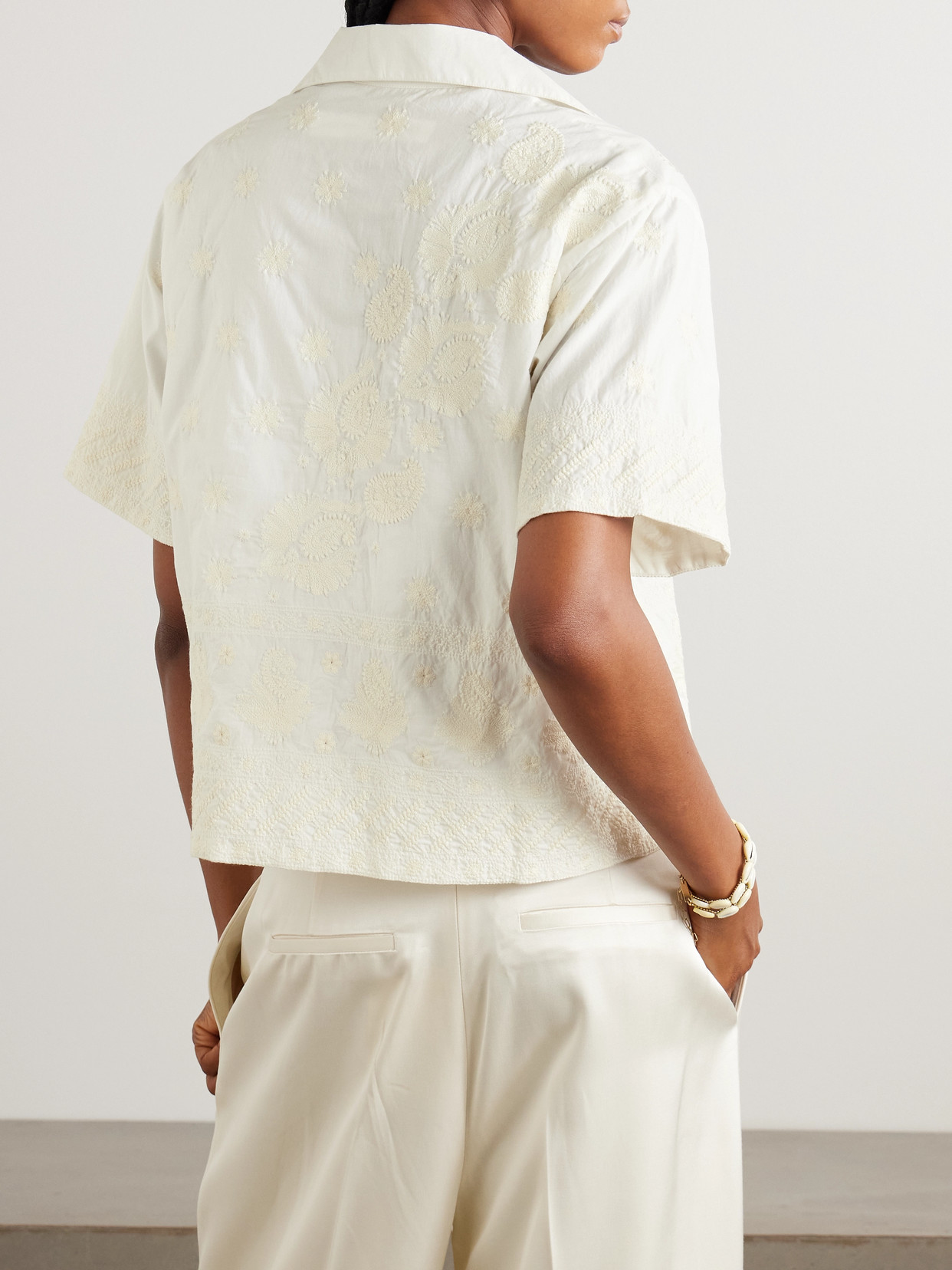 Alix Of Bohemia Stevie Embroidered Cotton Shirt In White