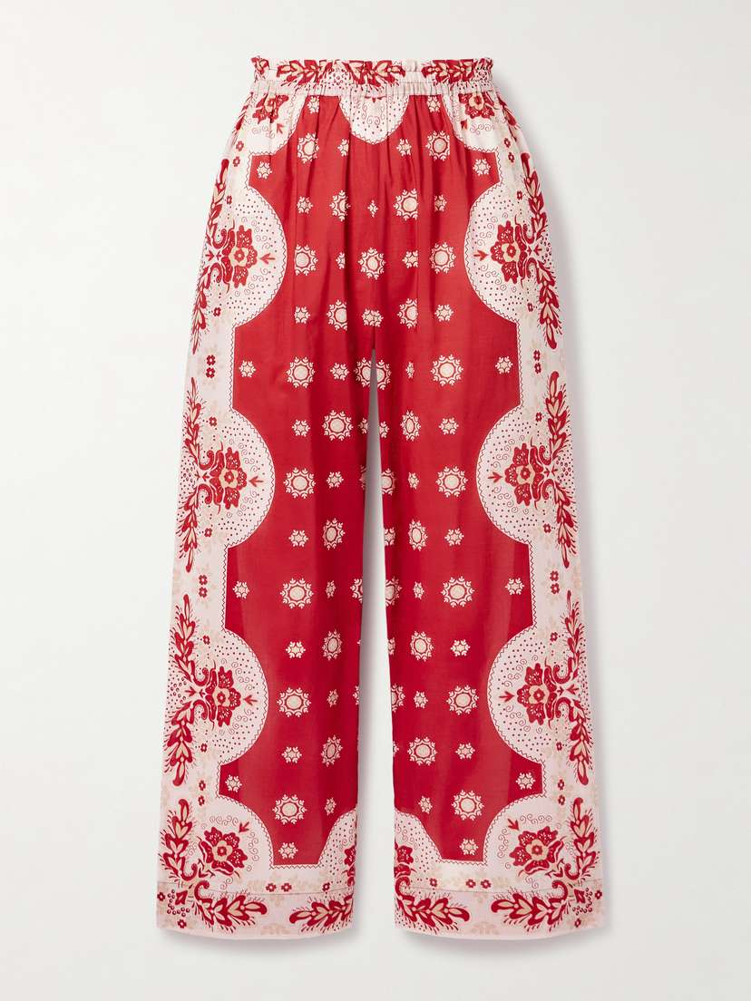 ALIX OF BOHEMIA Otto Cropped Bandana-print Cotton-voile Wide-leg Pants