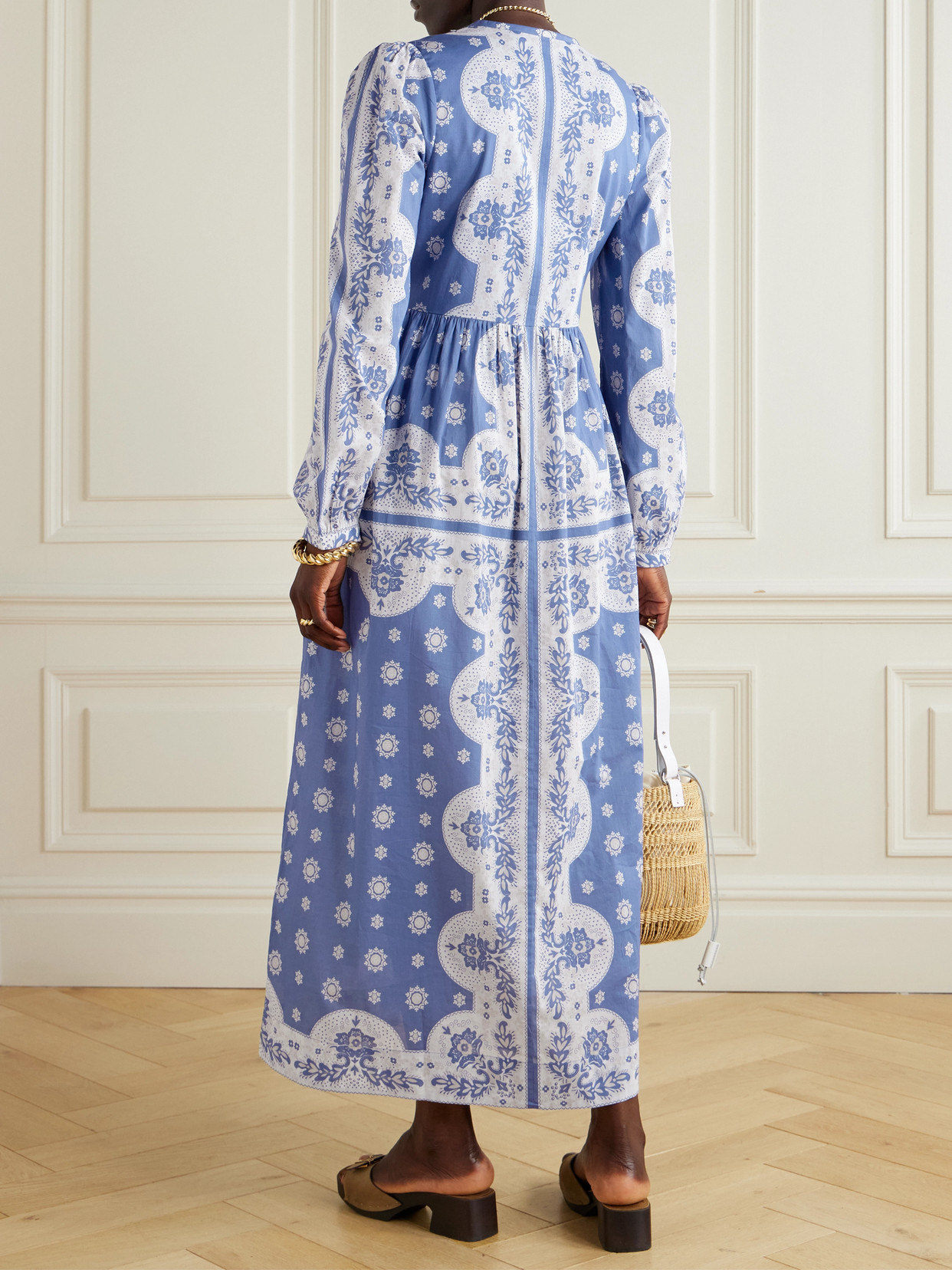 Alix Of Bohemia Winifred Printed Cotton-voile Midi Dress In Blue