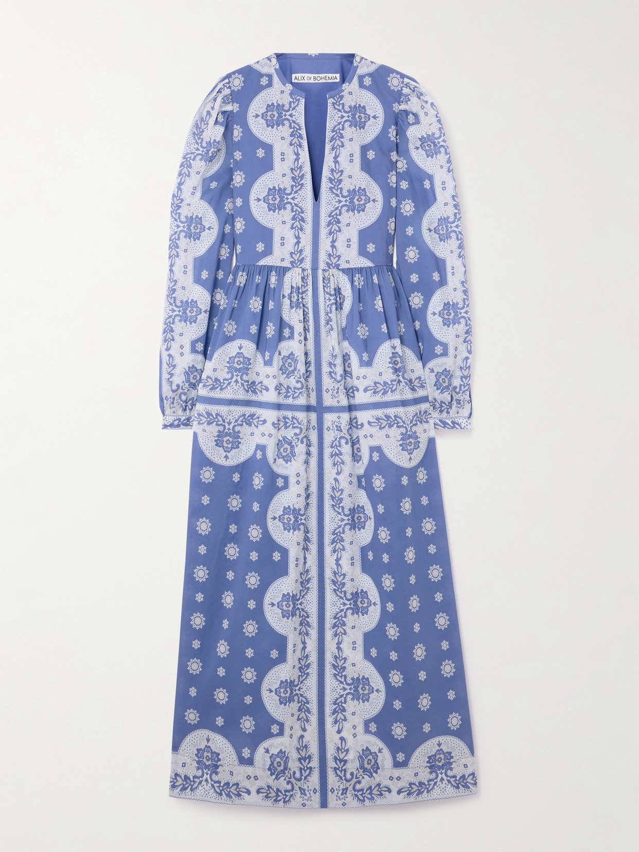 Alix Of Bohemia Winifred Printed Cotton-voile Midi Dress In Blue