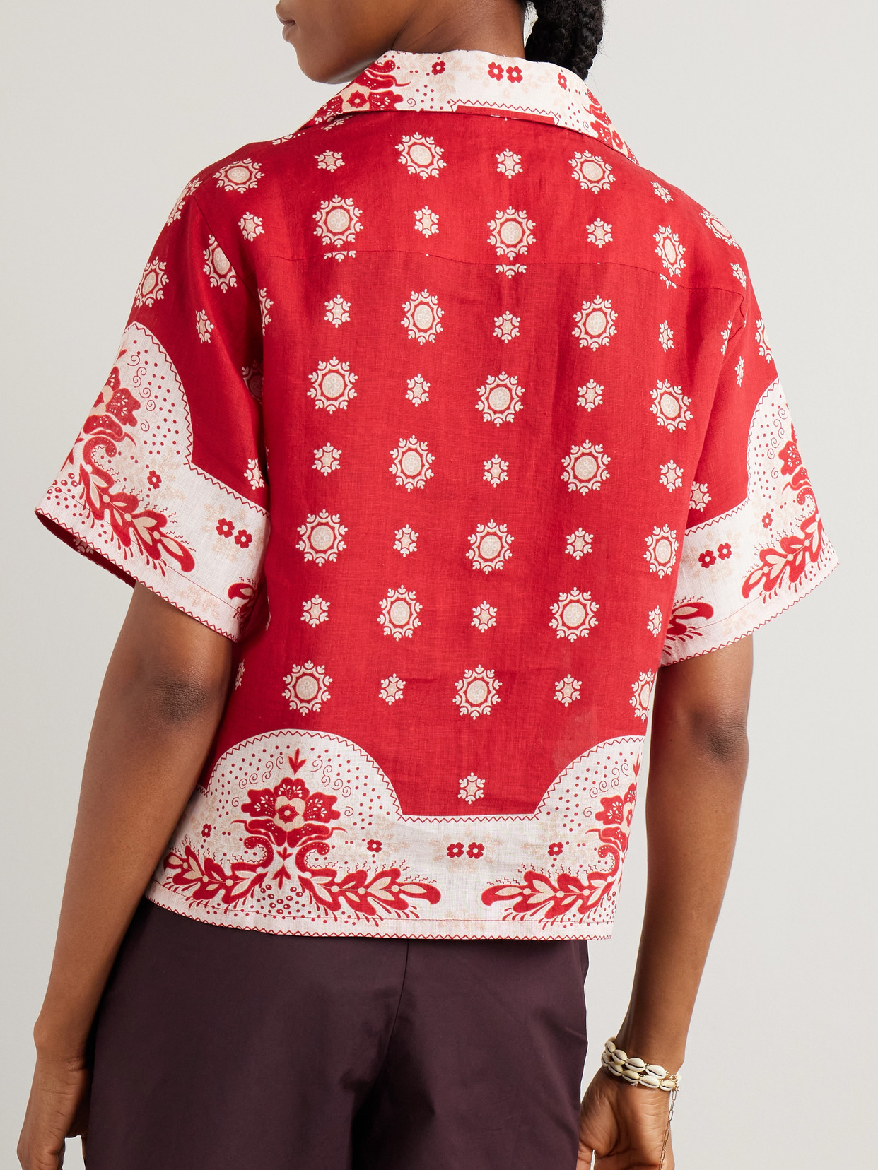 Alix Of Bohemia Stevie Printed Linen Shirt In Red