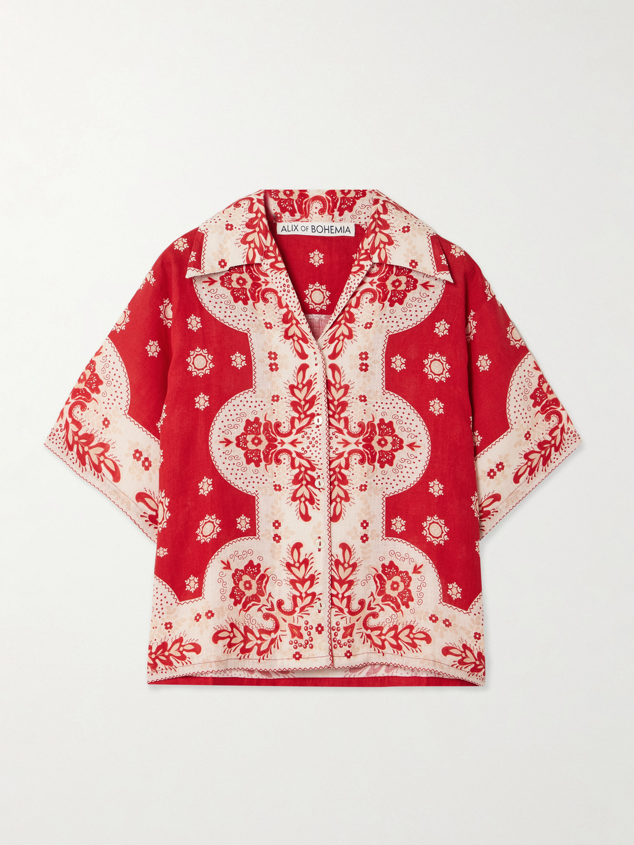 Alix Of Bohemia Stevie Printed Linen Shirt In Red