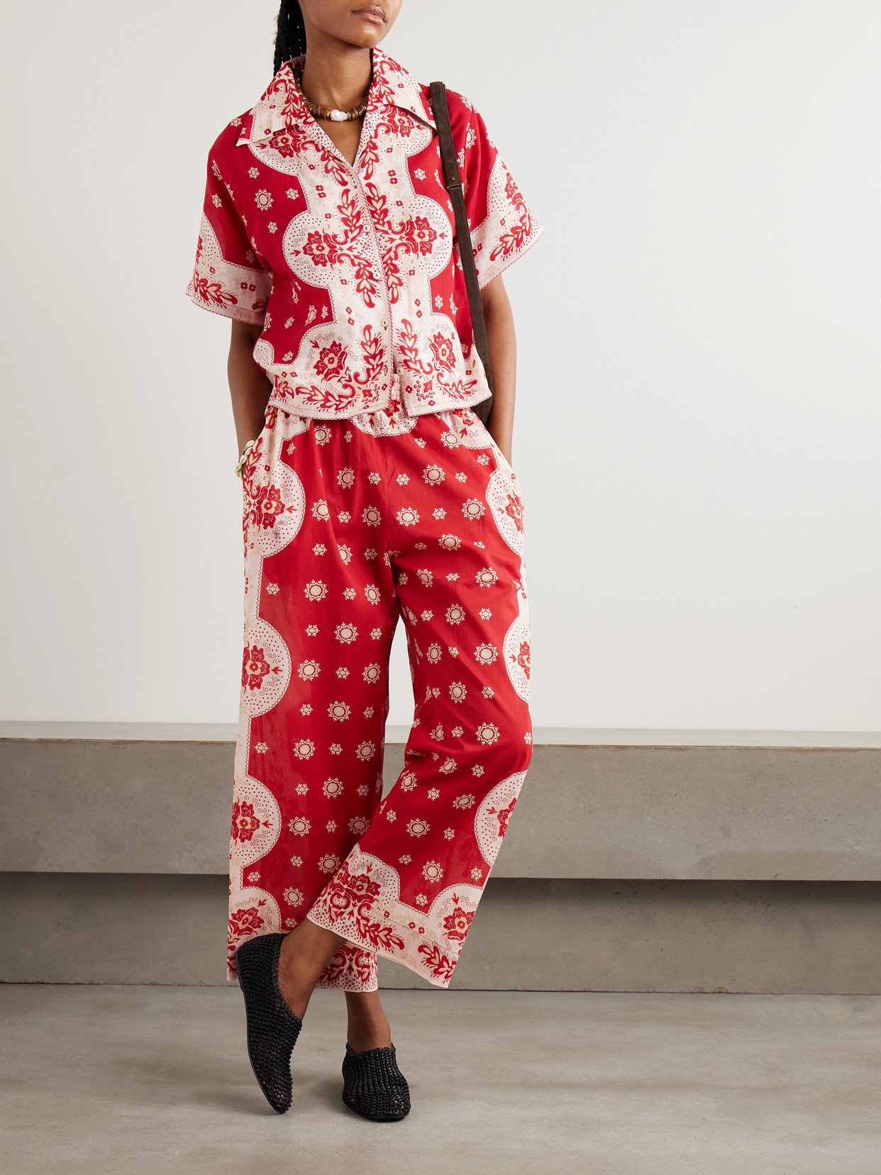 Alix Of Bohemia Stevie Printed Linen Shirt In Red
