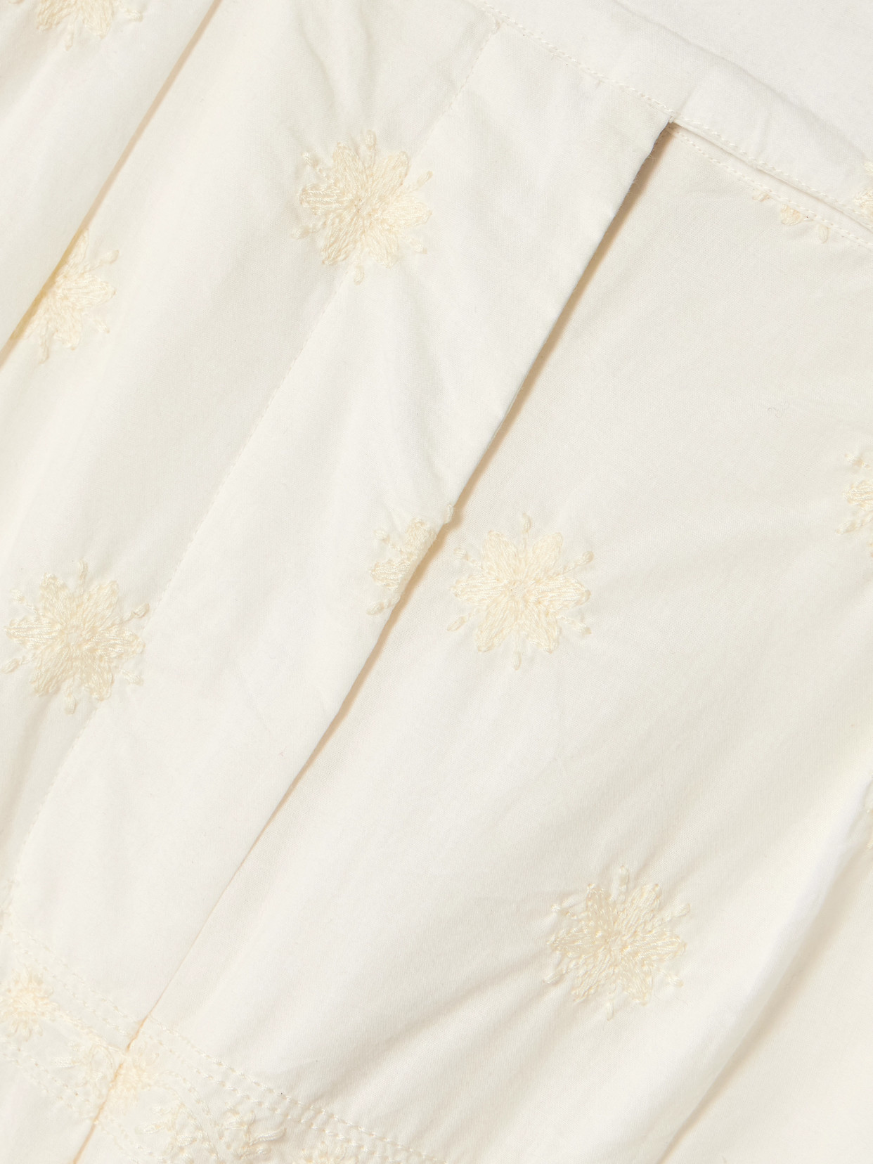 Alix Of Bohemia Deena Pleated Embroidered Cotton-voile Shorts In Neutral