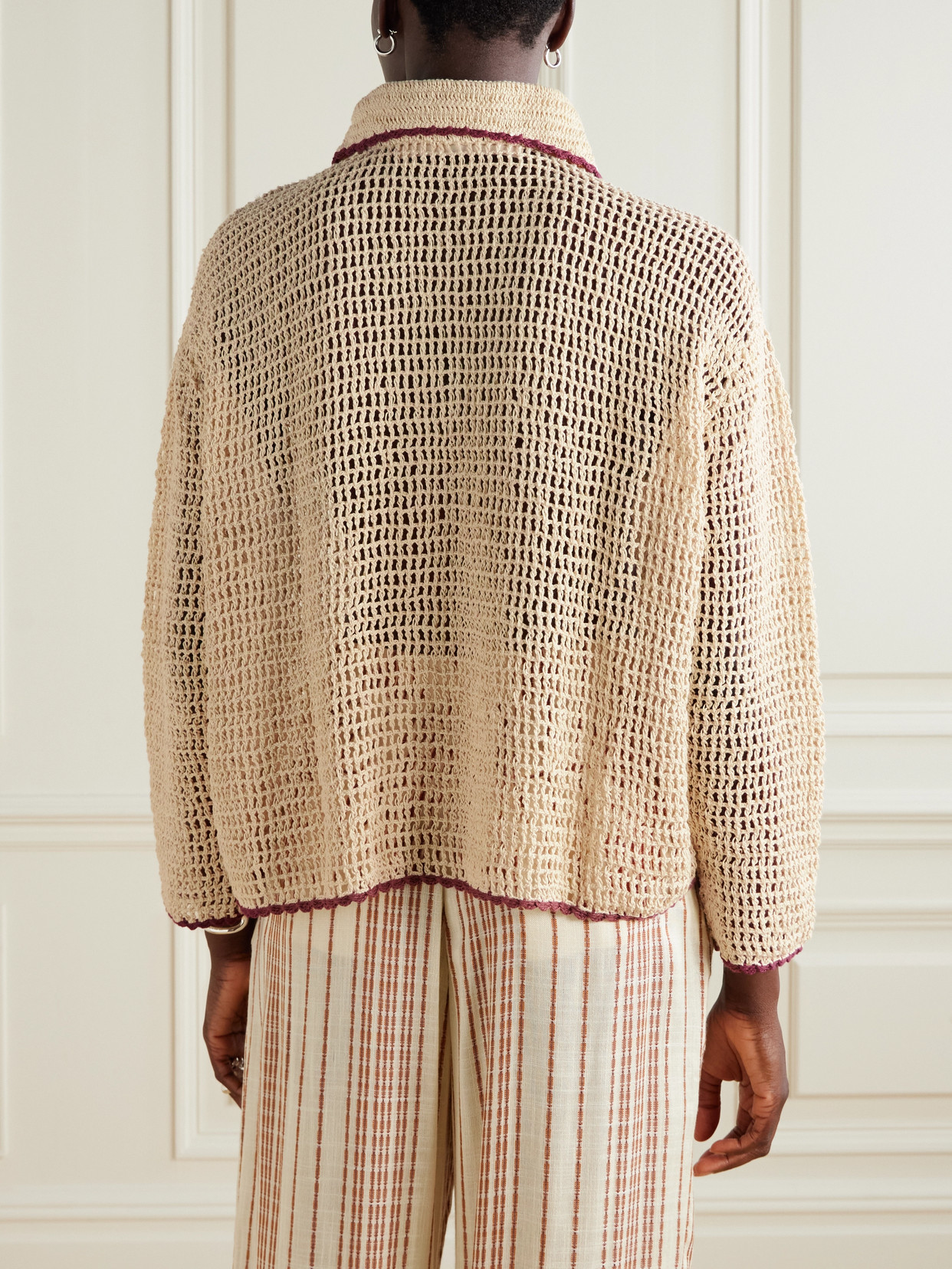 Alix Of Bohemia Emery Nautilus Scalloped Crocheted Cotton Shirt In White