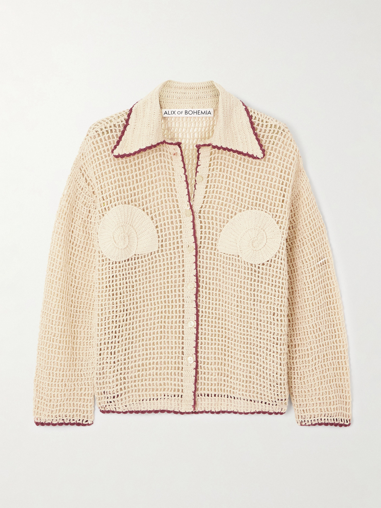 Alix Of Bohemia Emery Nautilus Scalloped Crocheted Cotton Shirt In White