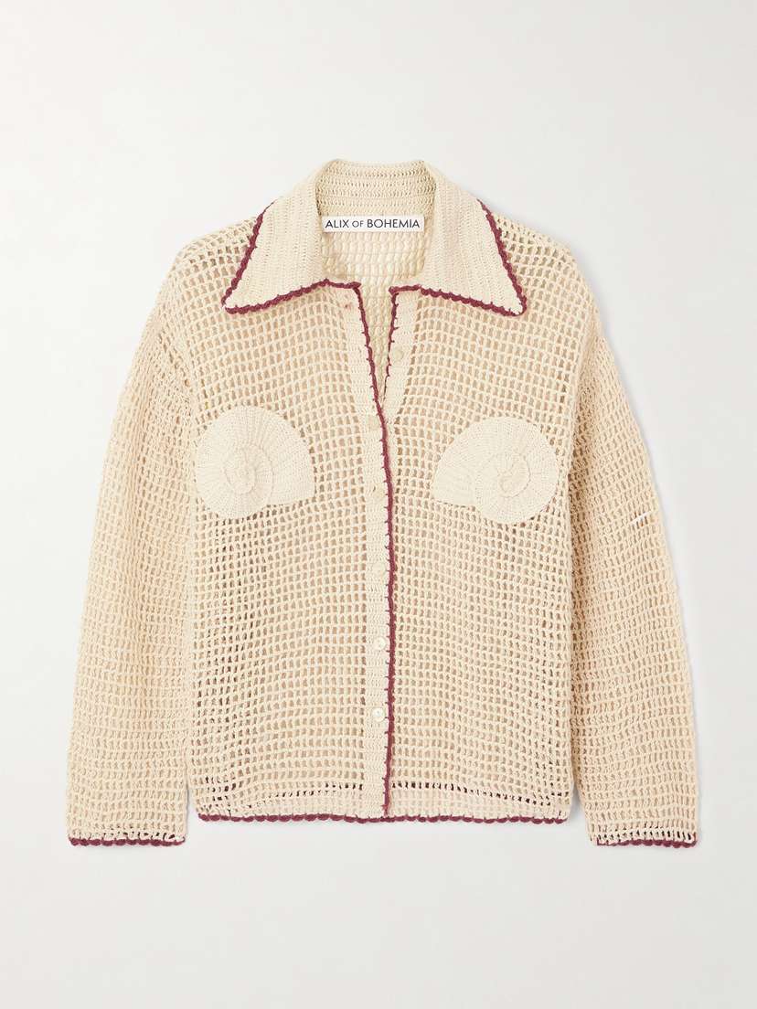 ALIX OF BOHEMIA Emery Nautilus Scalloped Crocheted Cotton Shirt