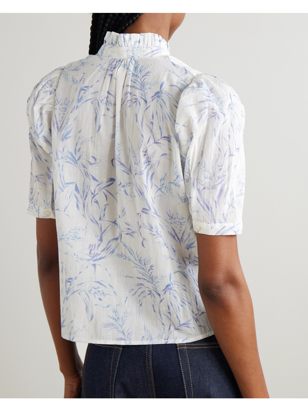 Alix Of Bohemia Winn Ruffled Printed Cotton-voile Shirt
