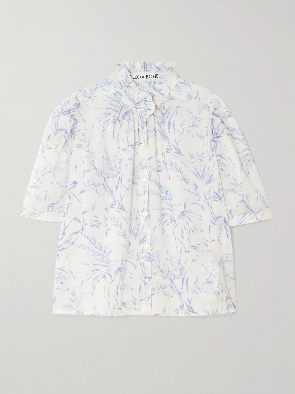 Alix Of Bohemia Winn Ruffled Printed Cotton-voile Shirt