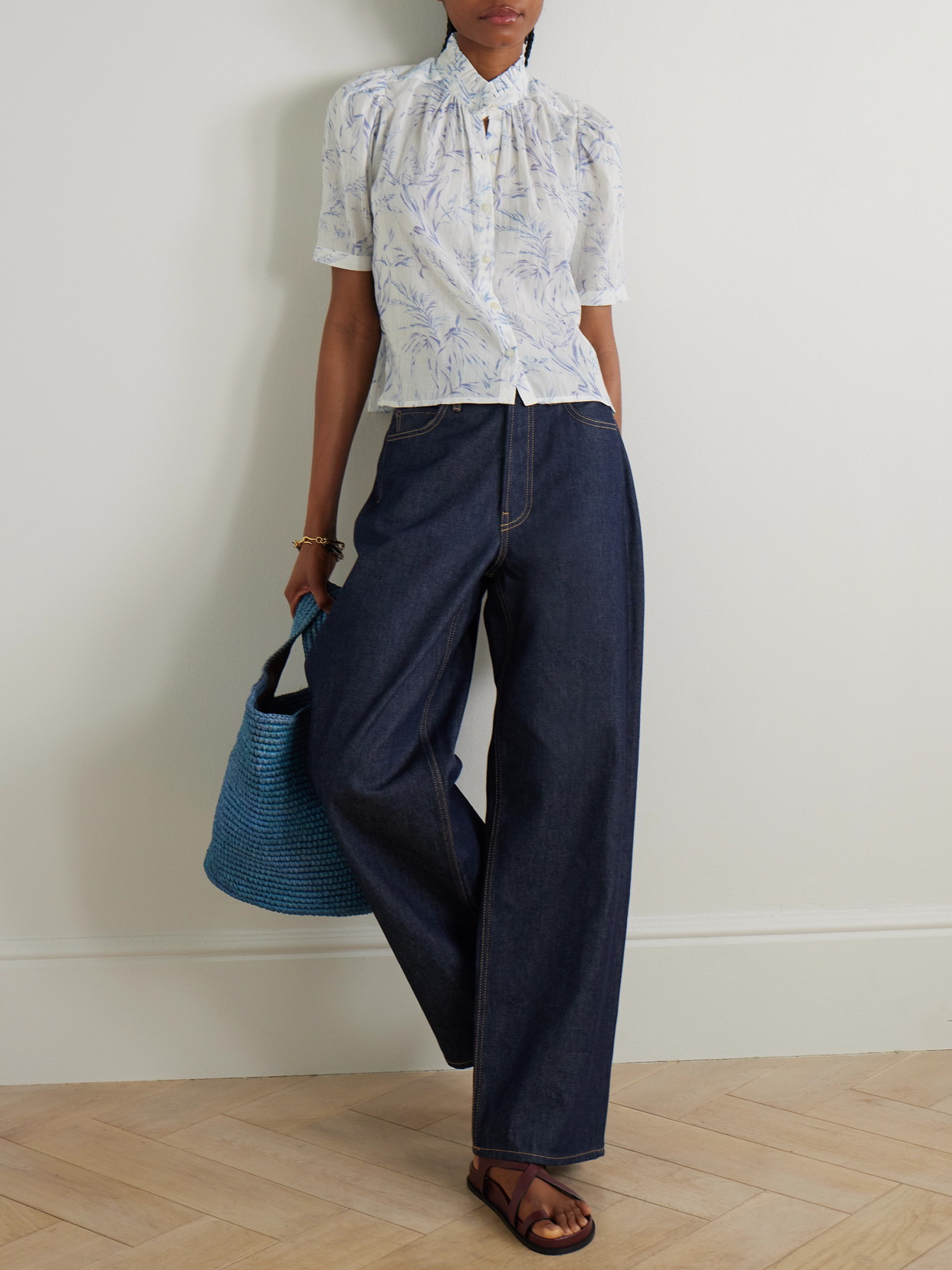 Alix Of Bohemia Winn Ruffled Printed Cotton-voile Shirt