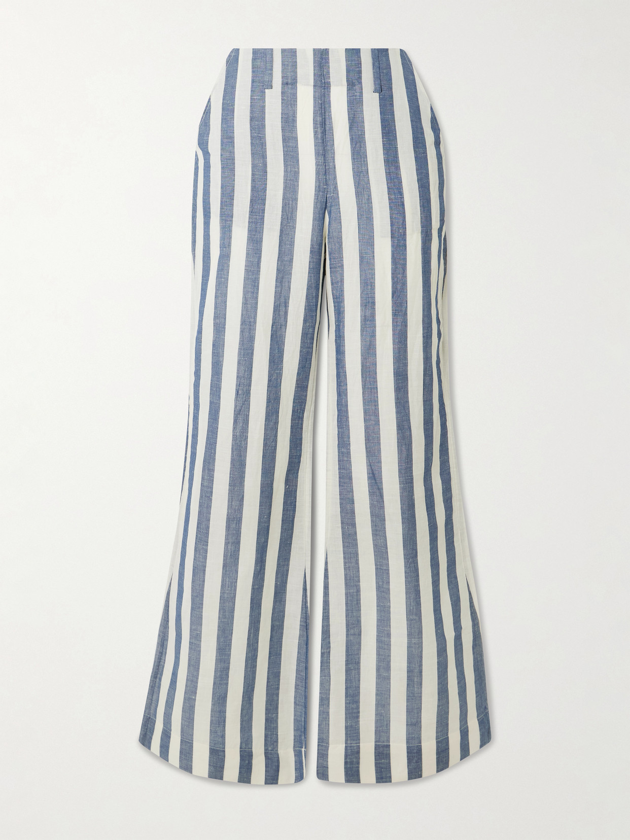 Alix Of Bohemia Charlie Sailor Striped Linen And Cotton-blend Flared Pants