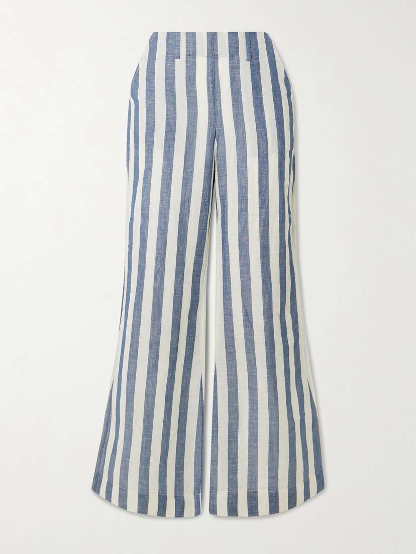 ALIX OF BOHEMIA Charlie Sailor Striped Linen And Cotton-blend Flared Pants