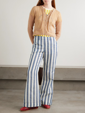Alix Of Bohemia Charlie Sailor striped linen and cotton-blend flared pants
