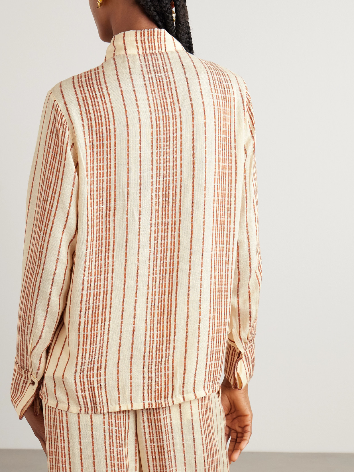 Alix Of Bohemia Dana Striped Woven Shirt In Pink