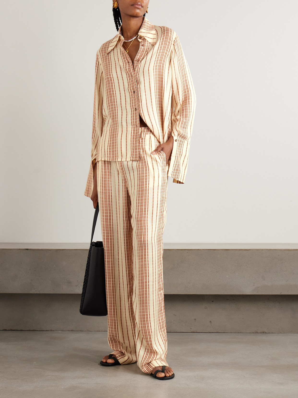 Alix Of Bohemia Dana Striped Woven Shirt In Pink