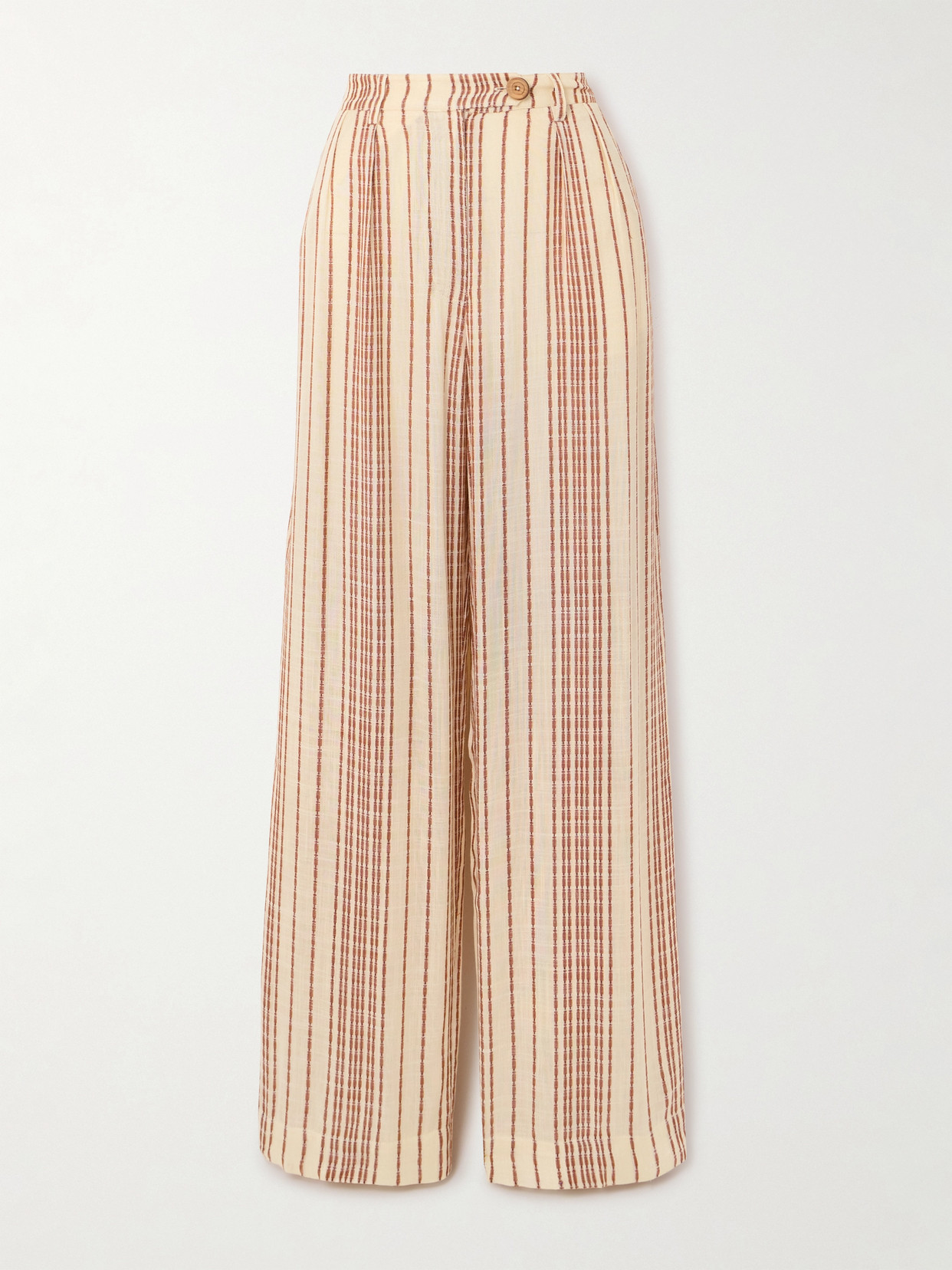 Alix Of Bohemia Diana Penny Striped Linen-jacquard Straight-leg Pants In Neutral