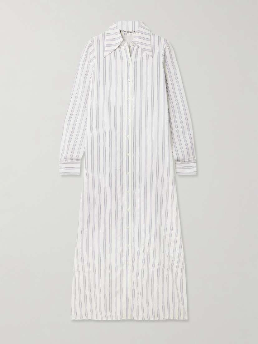 ALIX OF BOHEMIA Lotte Striped Crepe Maxi Shirt Dress