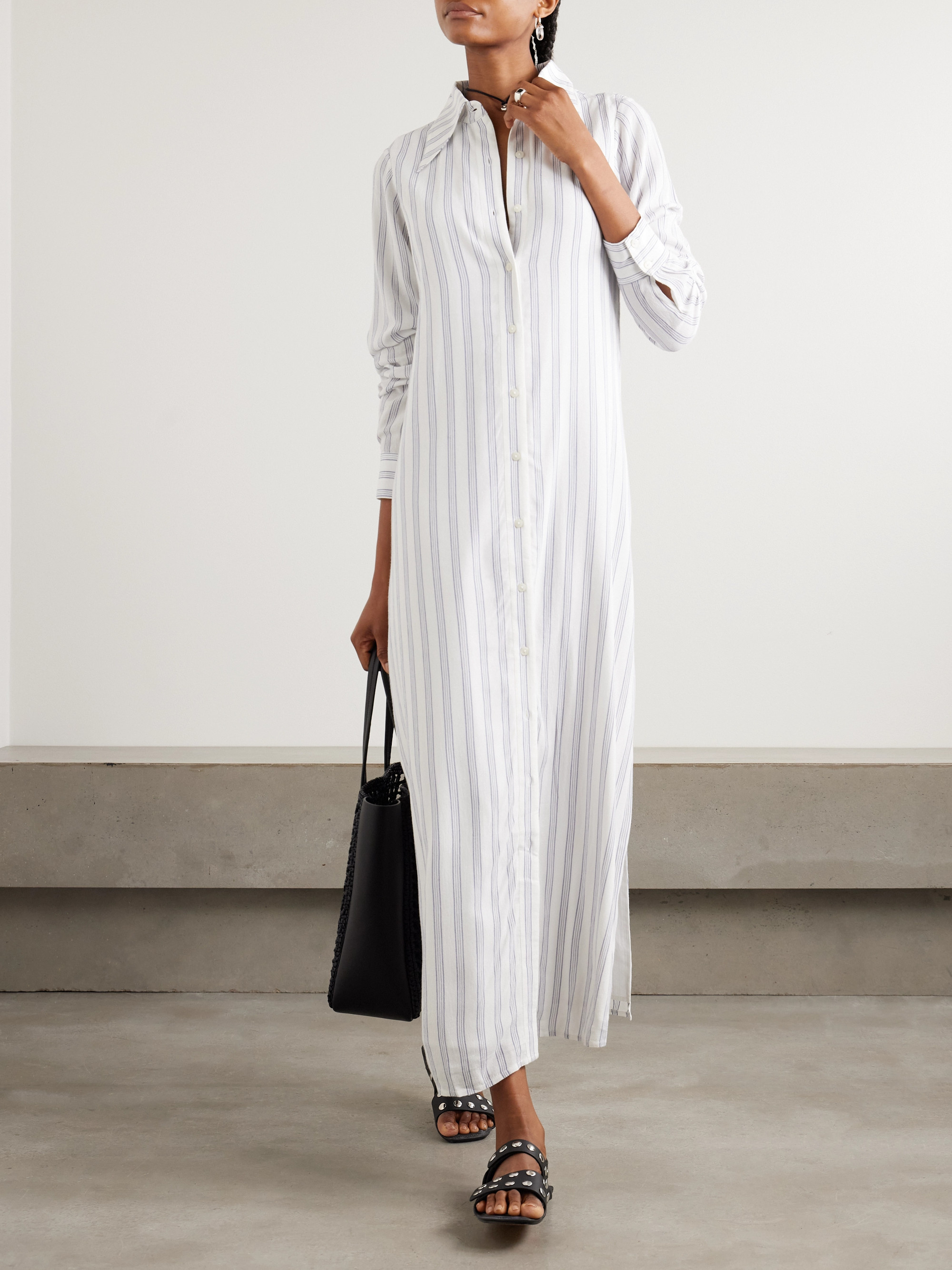 Alix Of Bohemia Lotte striped crepe maxi shirt dress
