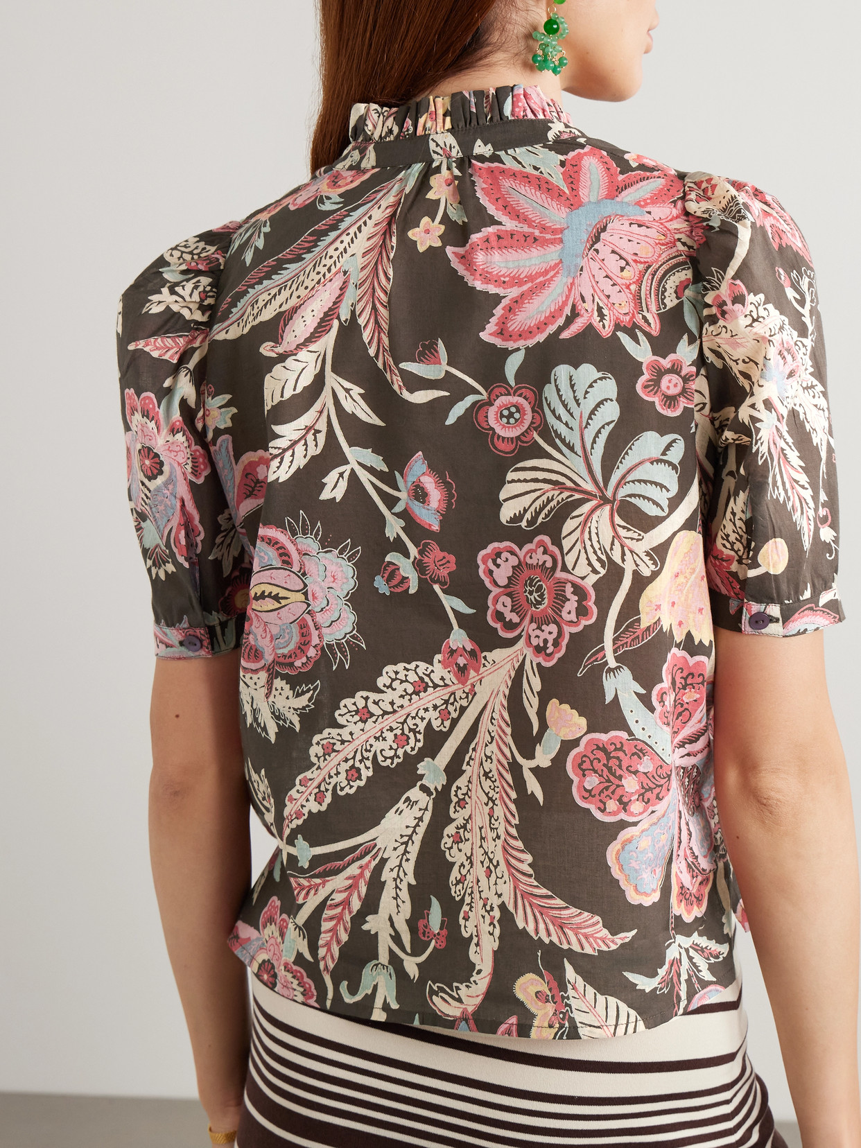 Alix Of Bohemia Winn Ruffled Floral-print Cotton-voile Shirt