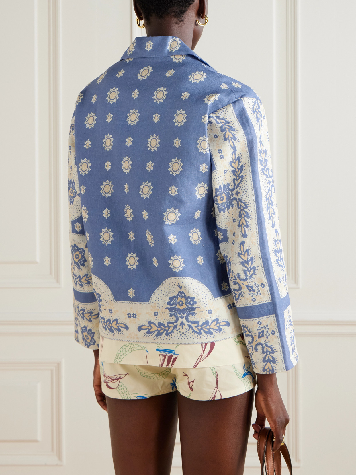 Alix Of Bohemia Printed Linen Jacket In Blue