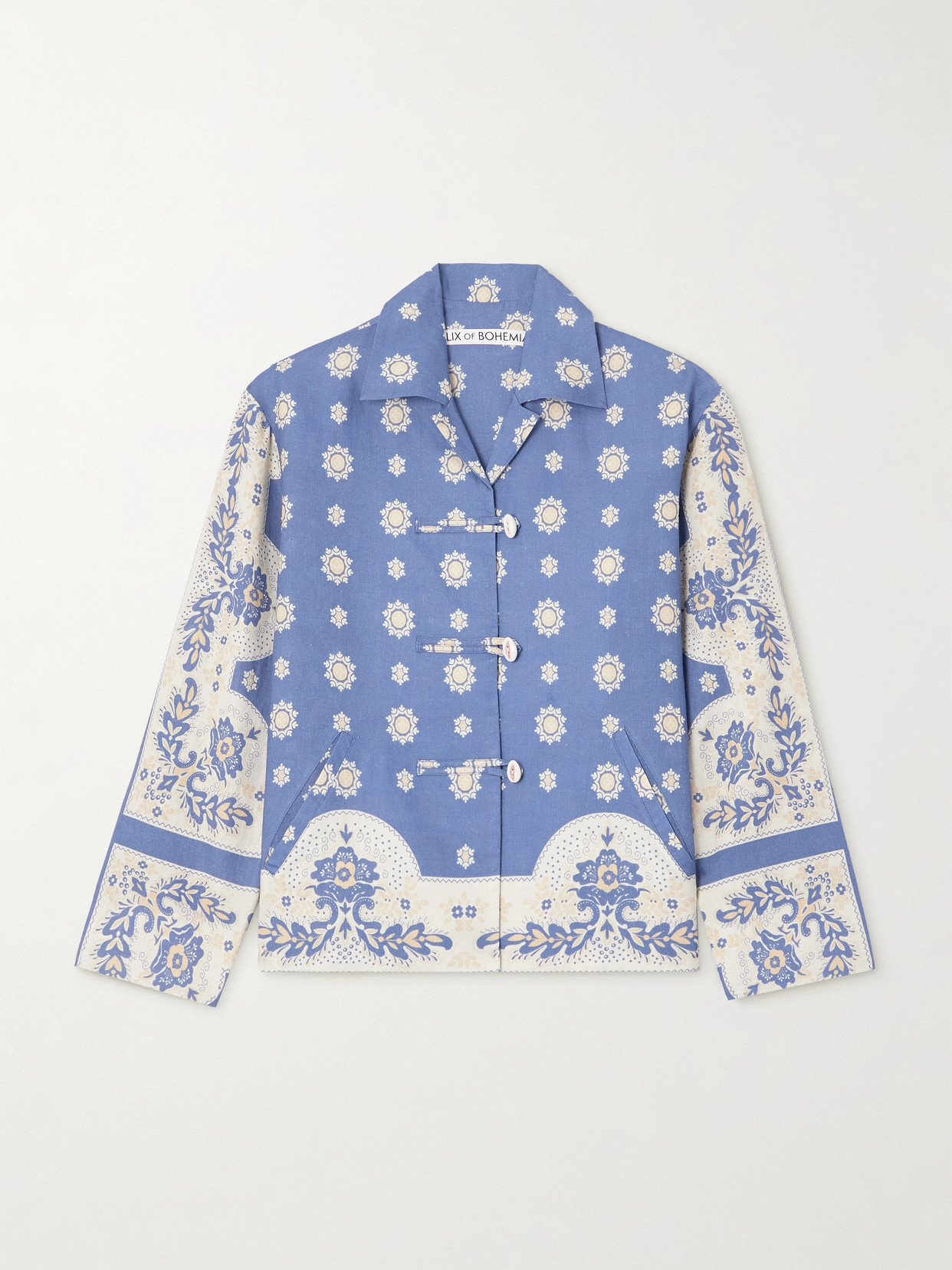 Alix Of Bohemia Printed Linen Jacket In Blue