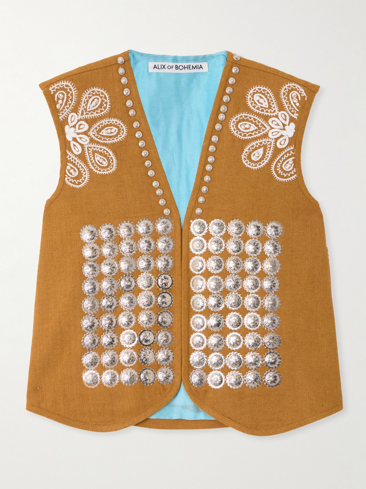 Alix Of Bohemia Arizona Studded Embroidered Silk Vest